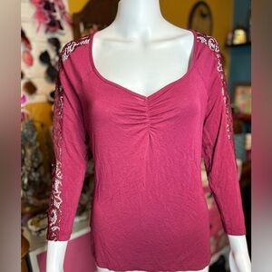 Candie’s 3/4 Sleeve Blouse with Sweetheart Neckline
